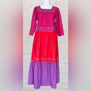 Vintage Saks Fifth Avenue Sandy Starkman 70s Tiered Maxi Dress Sz M Bohemian